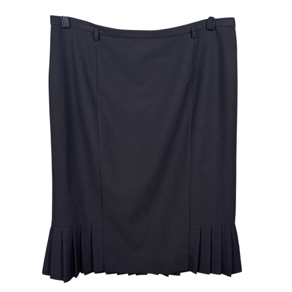 Talbots Women's Size 8 Black Knee Length Pleated Hem Lined Office Pencil Skirt‎